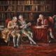 Italian painting interior scene dated 1941