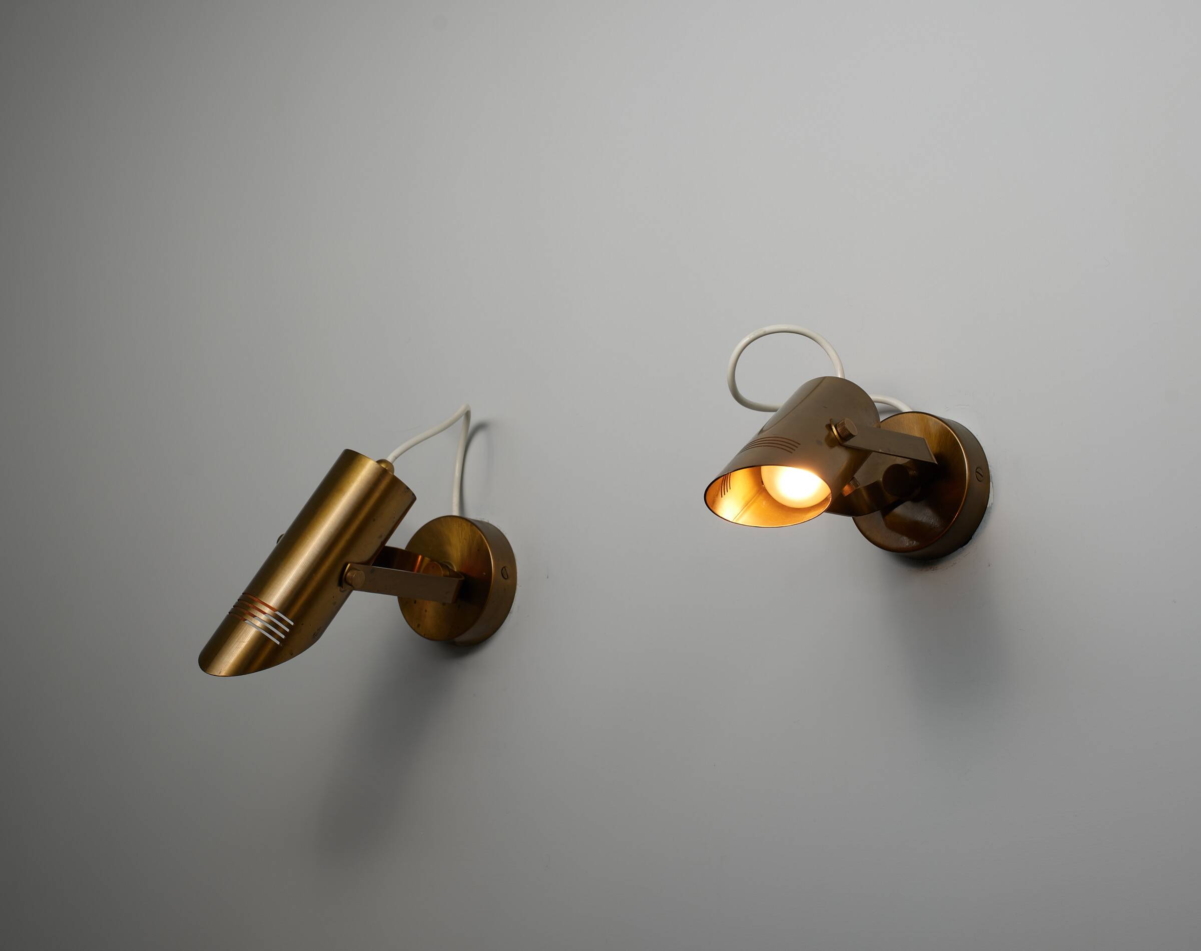 Pair of Adjustable Mid-Century Italian Brass Wall Sconces, 1970s