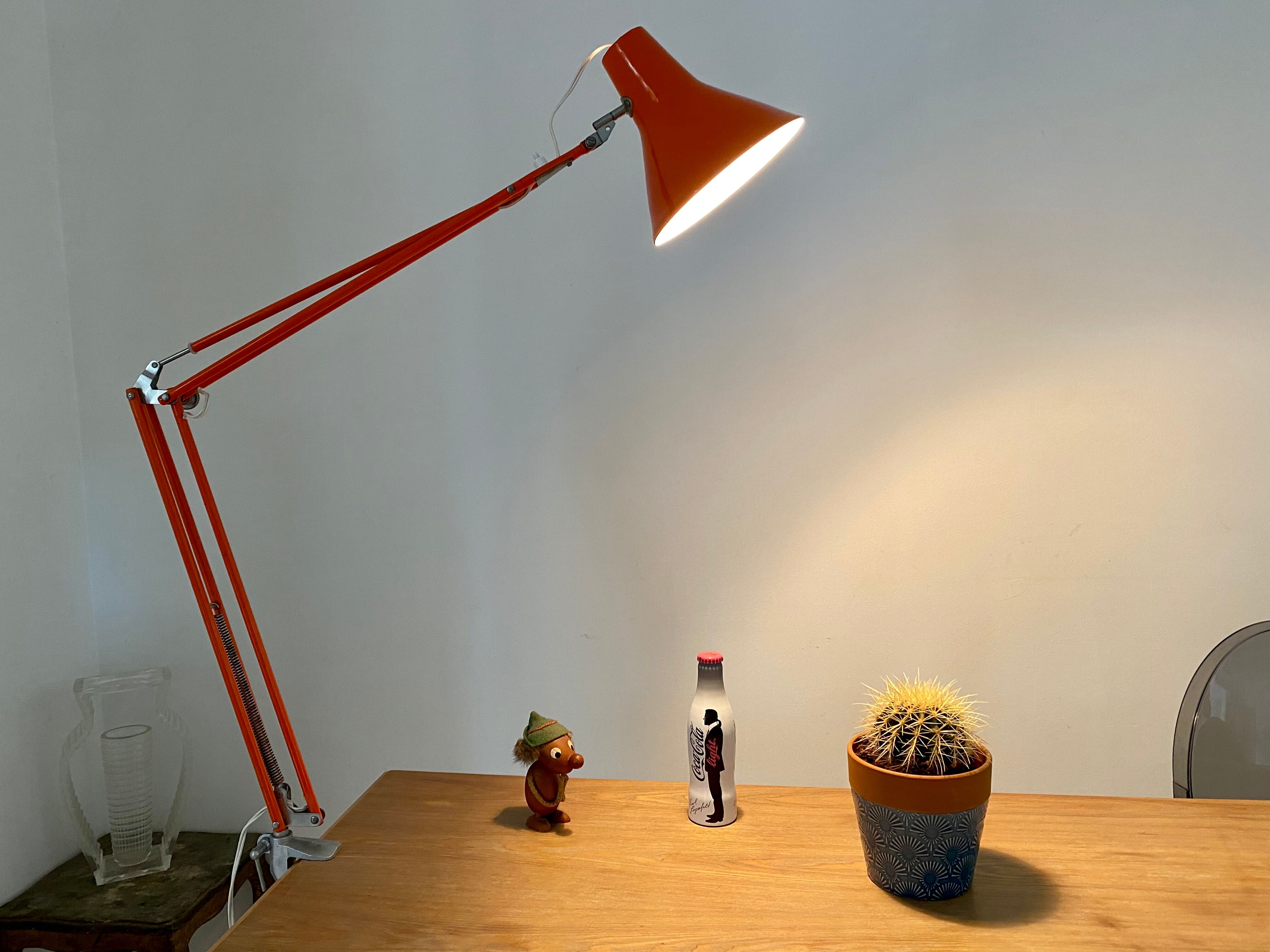 Office lamp architect aluminor France vintage 70s orange