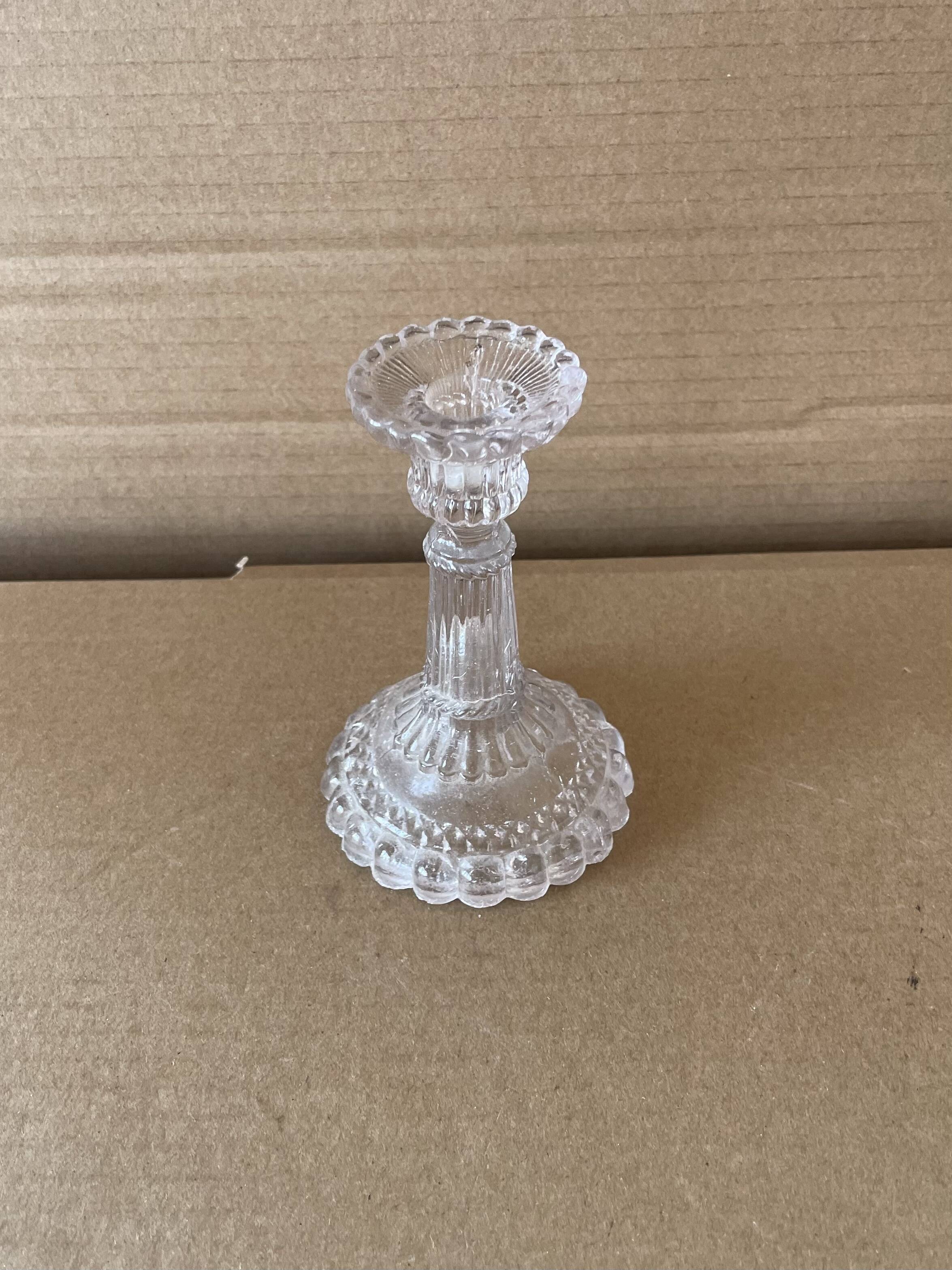 Small antique glass candle holder