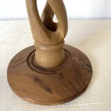 Carved olive wood candle holder