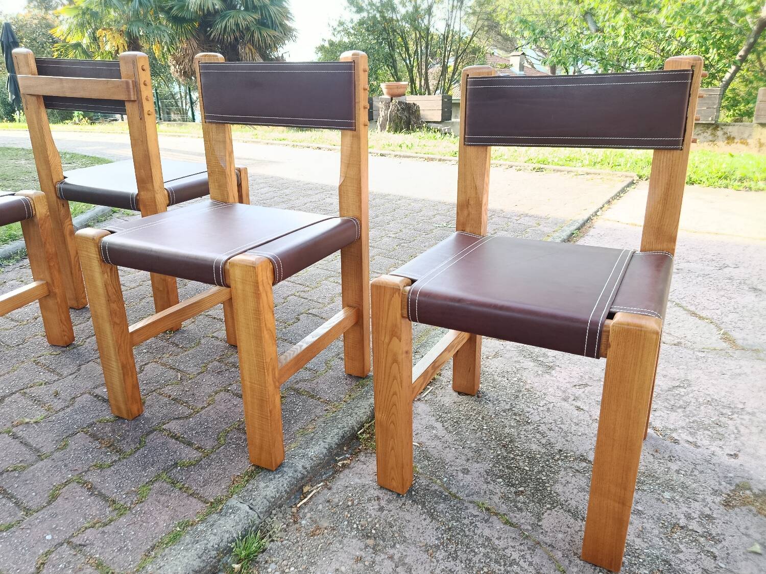 4 brutalist chairs by Pierre Chapo