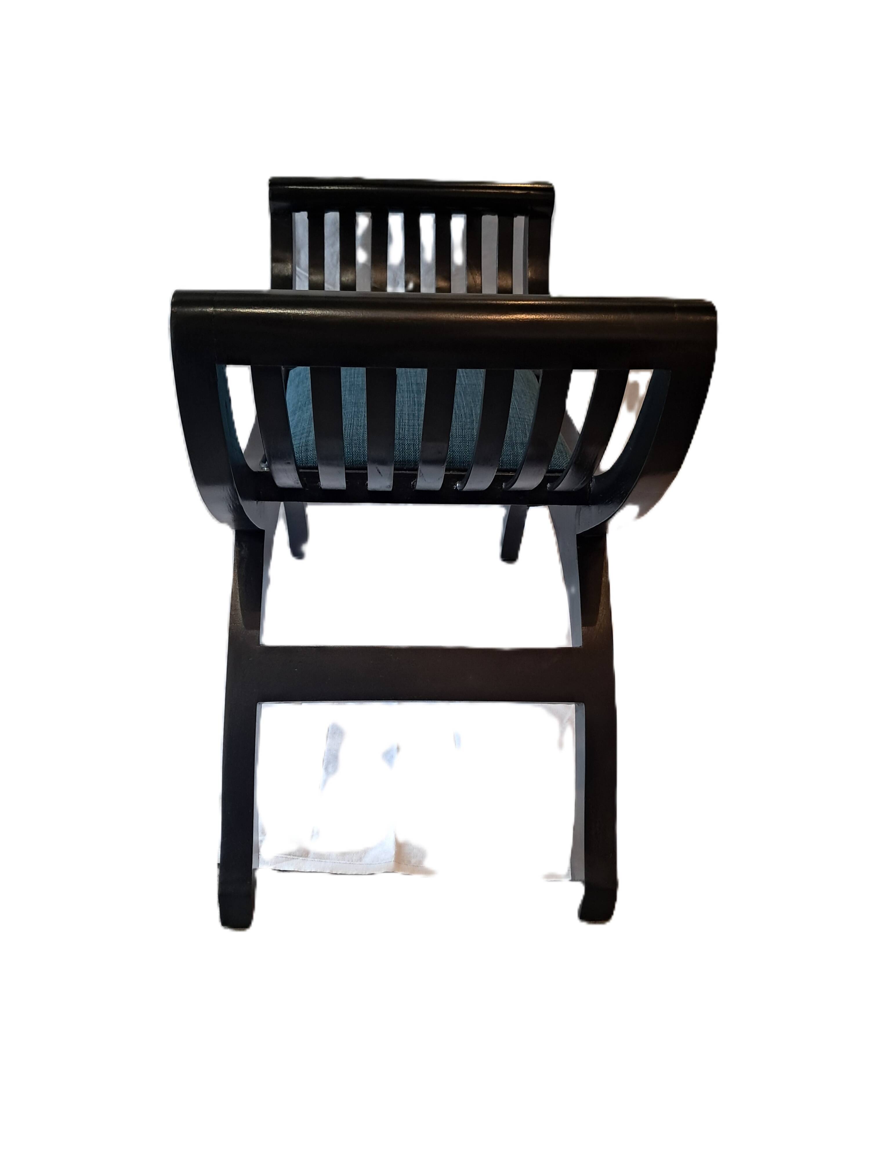 Tabouret Curule Vintage avec Assise Retapissée