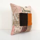 Hand Embroidery Cushion Cover, Turkish rug Pillow Case, Home Decoration pillow, oversize Patchwork