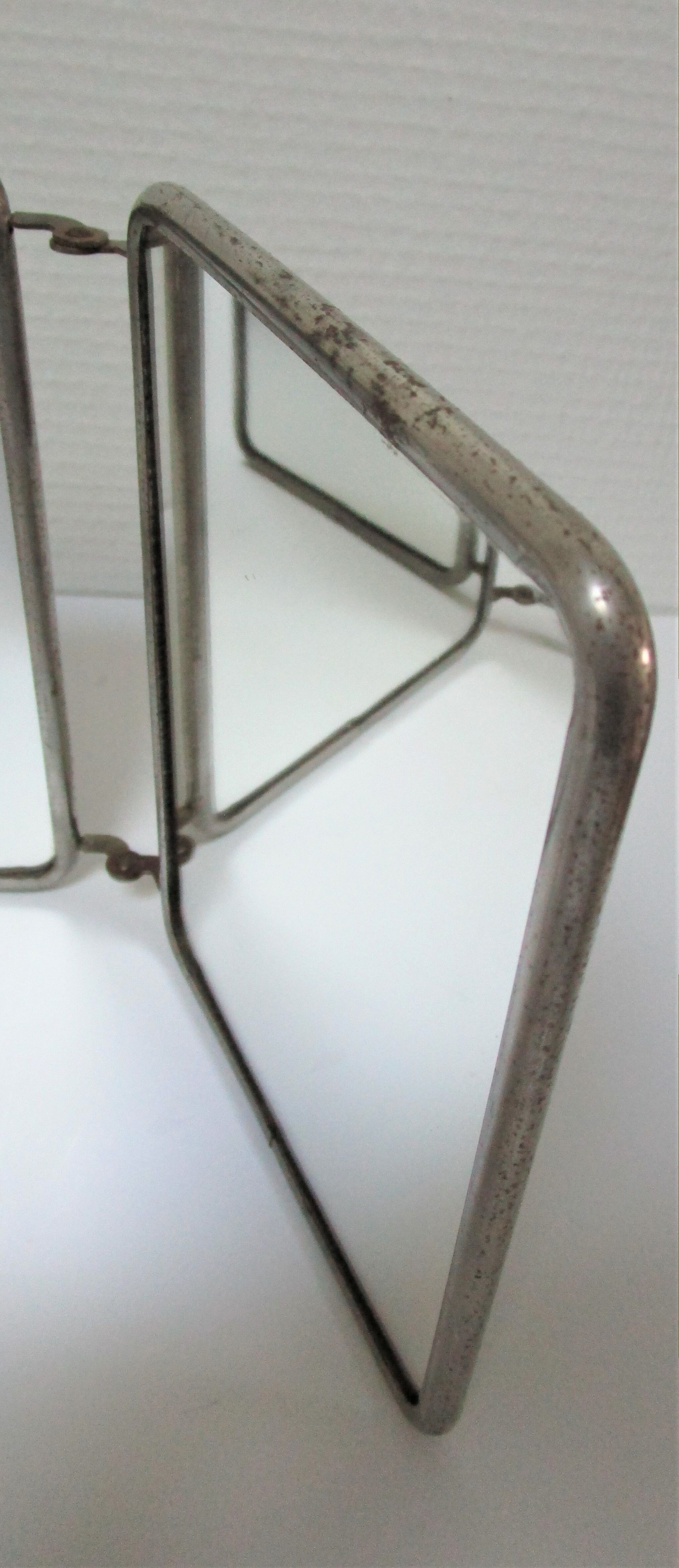 Early 20th century barber triptych mirror  - 19x44cm