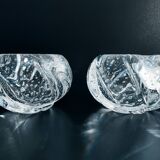 Pair of bubble crystal ashtrays