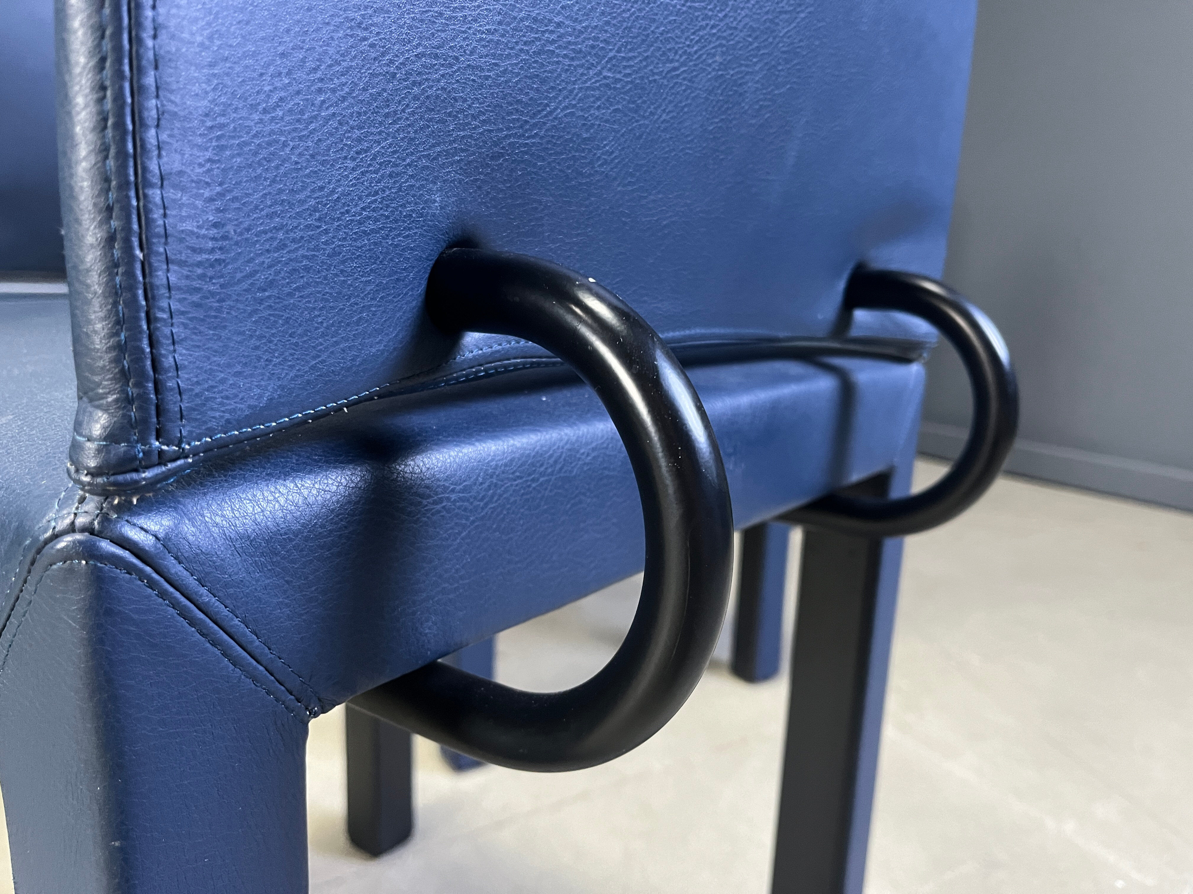 Set of 6 blue Arcadia dining chairs by Paolo Piva for B&B Italia, 1980s