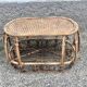 Pair of rattan armchairs and vintage oval table