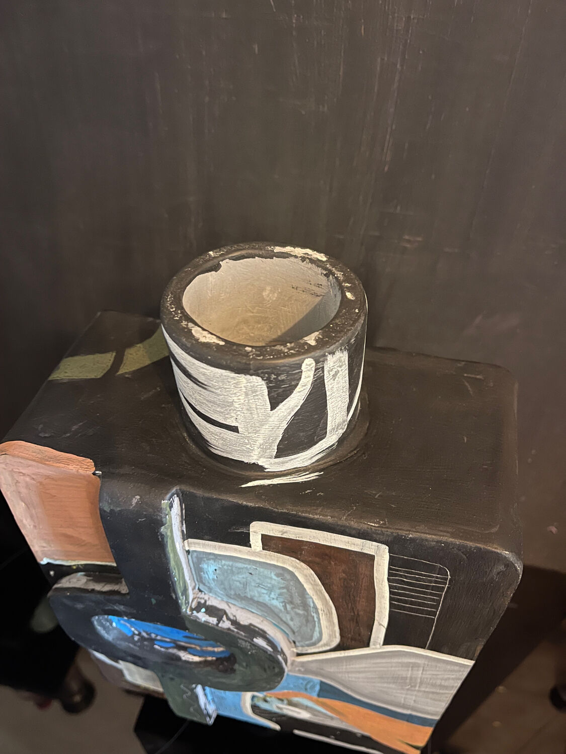 Painted Ceramic Sculpture by Olisch