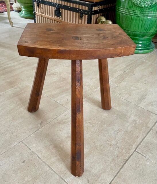 Tripod stool in solid oak 1950