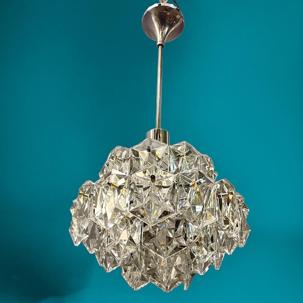 Cut crystal light pendant by kinkeldey, 1970s