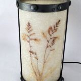 Wrought iron lamp and Perspex lampshade with herbarium decor