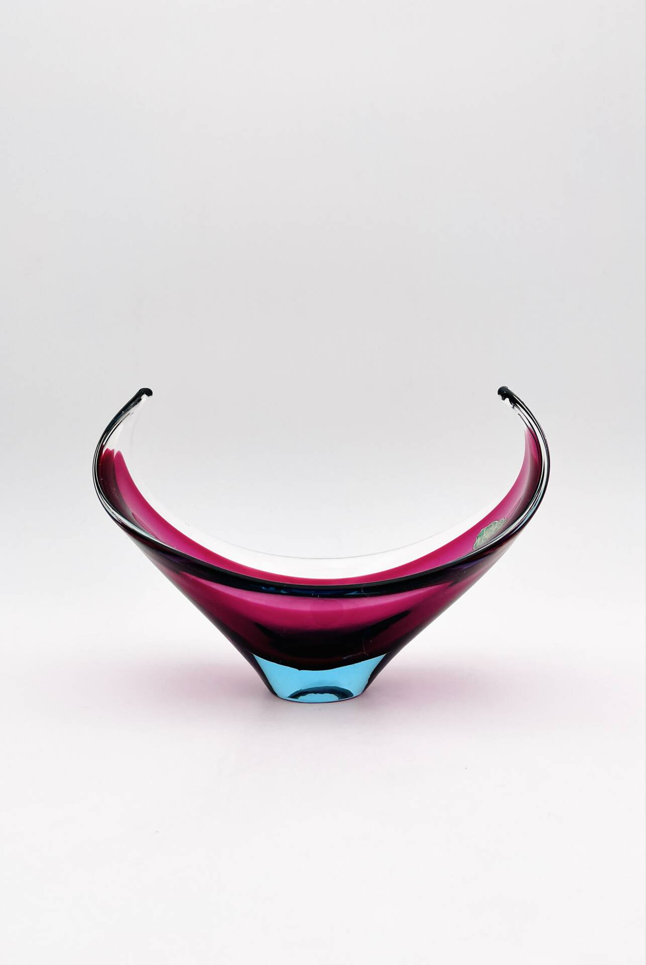Murano Crystal Sommerso Fuchsia Turquoise Gondola Cup 19cm