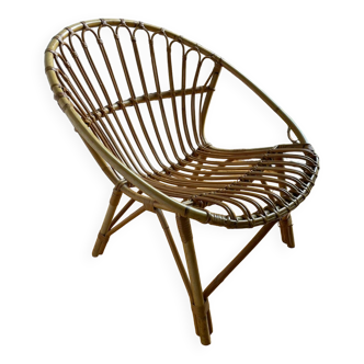 Rattan basket armchair