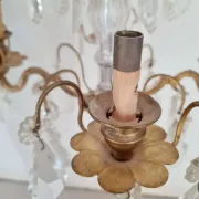 Antique Glass & Gilded Metal Chandelier 1900