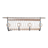 Rattan and metal shelf, coat racks, 50s