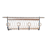 Etagère en rotin et métal, porte-manteaux , années 50