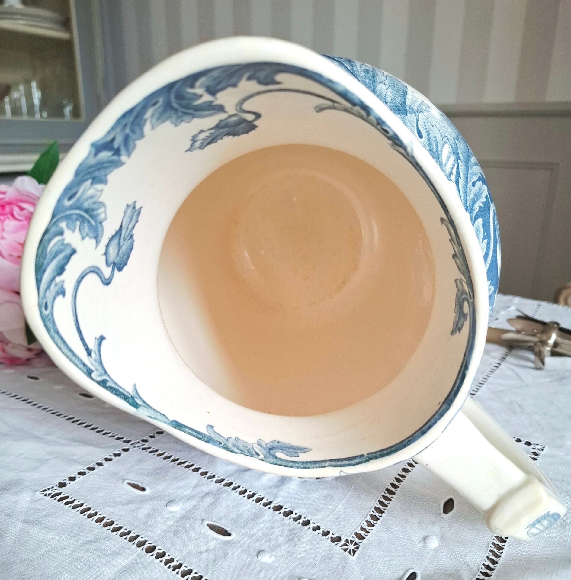 Old pitcher in ironstone faience Longwy