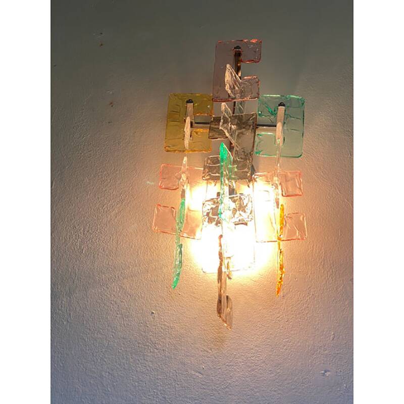 Contemporary Multicolors “Handmade C” Wall Sconce in Venini Style