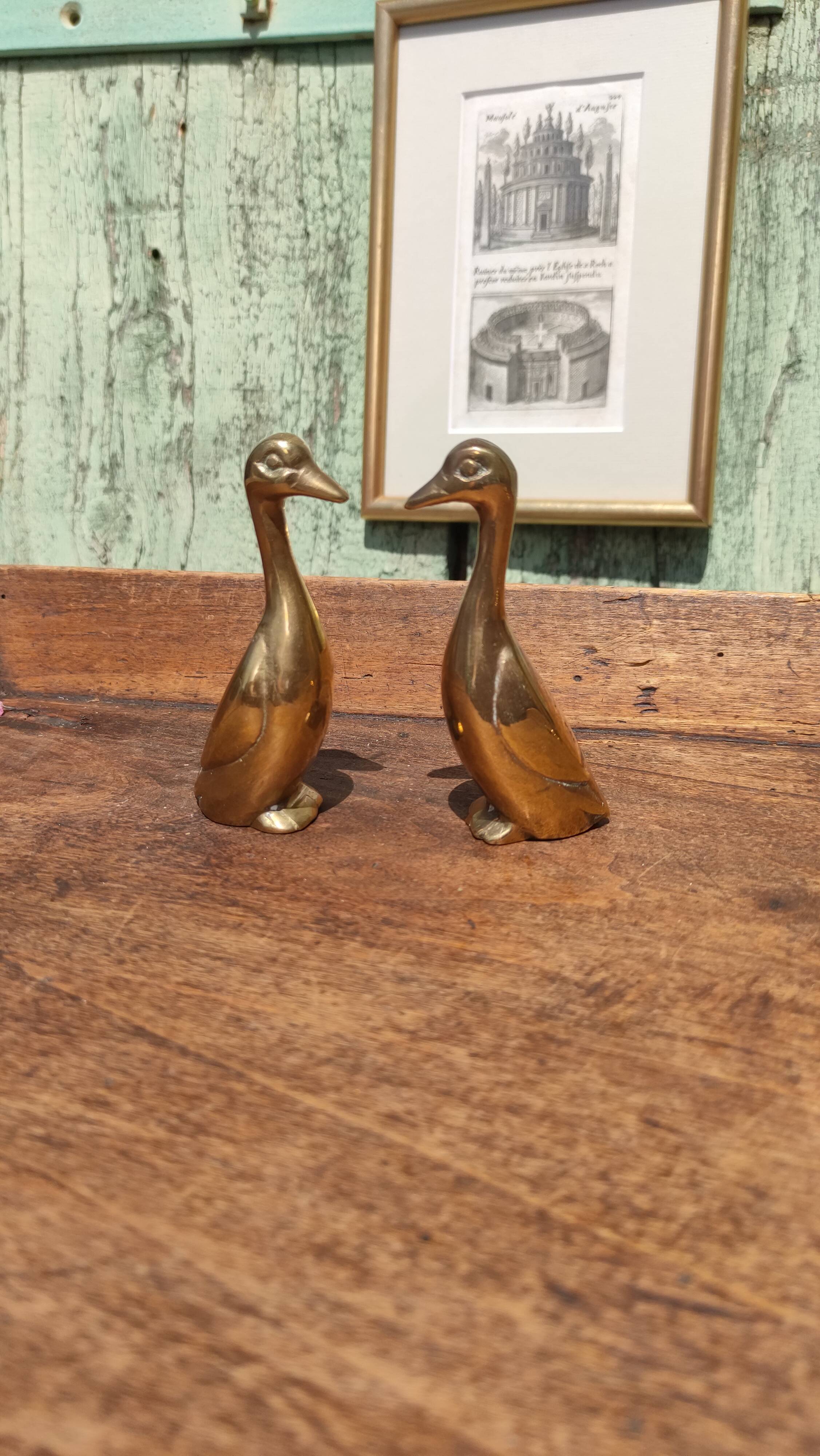 Pair of golden brass ducks