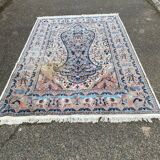 Tapis persan en laine tissée violet fleuri 280x190cm