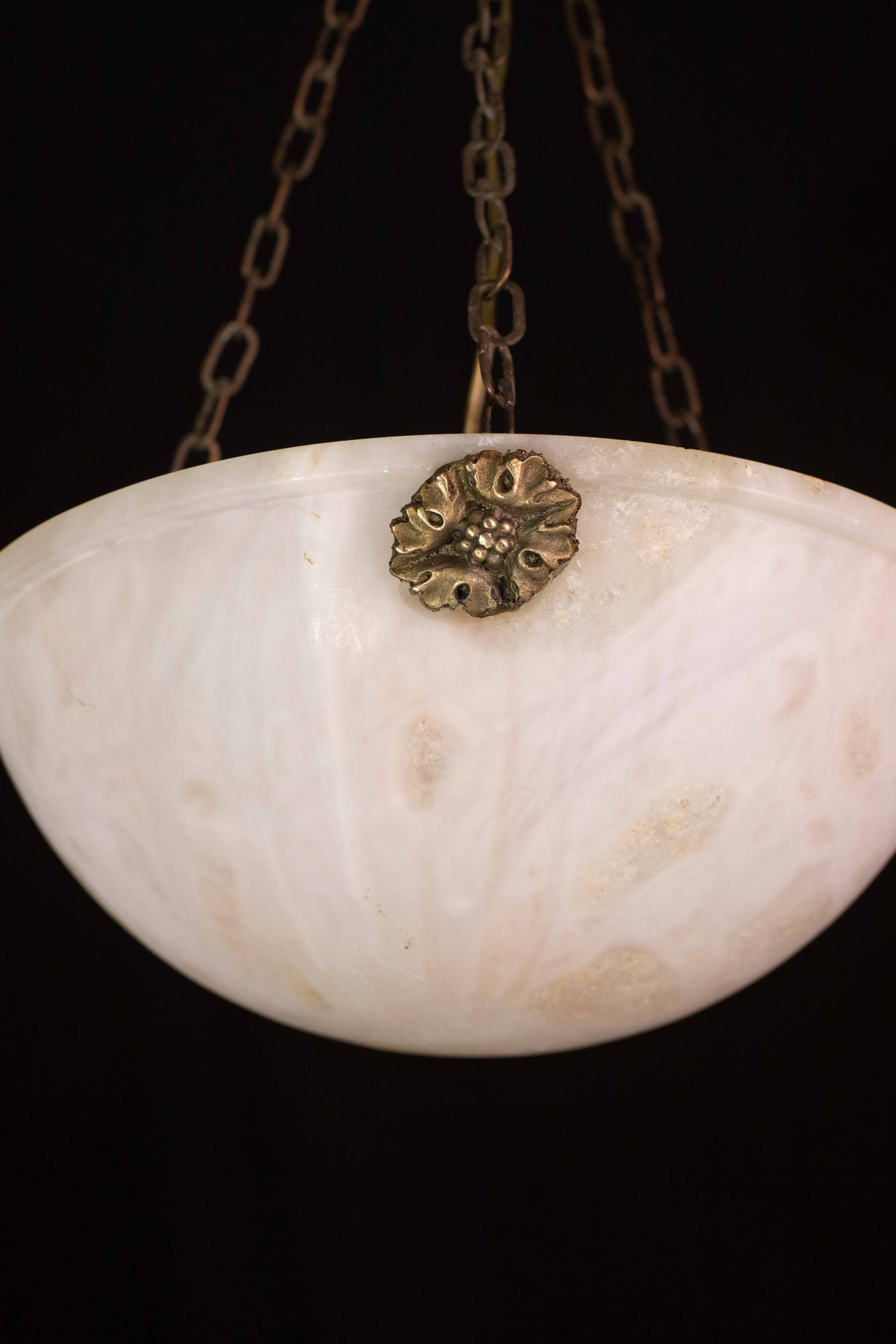 Liberty white alabaster chandelier, 1940s