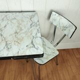 Formica table and its 2 chairs imitation marble
