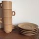 4 stoneware coffee cups