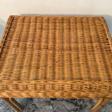 Ottoman vintage in rattan and woven wicker