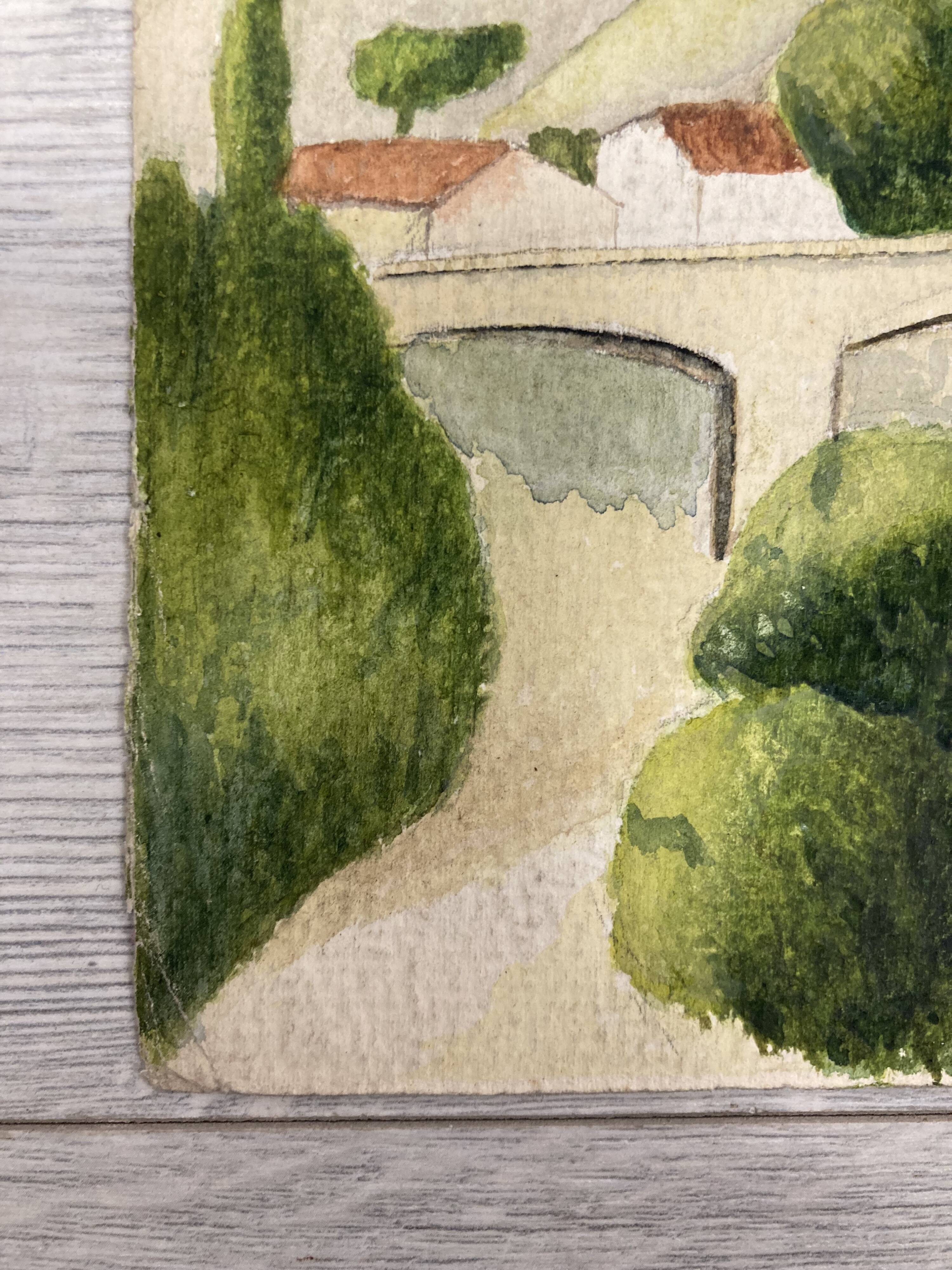 Watercolor seaside landscape recto/verso