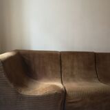 Organic-shaped modular sofa in corduroy, 1970 design