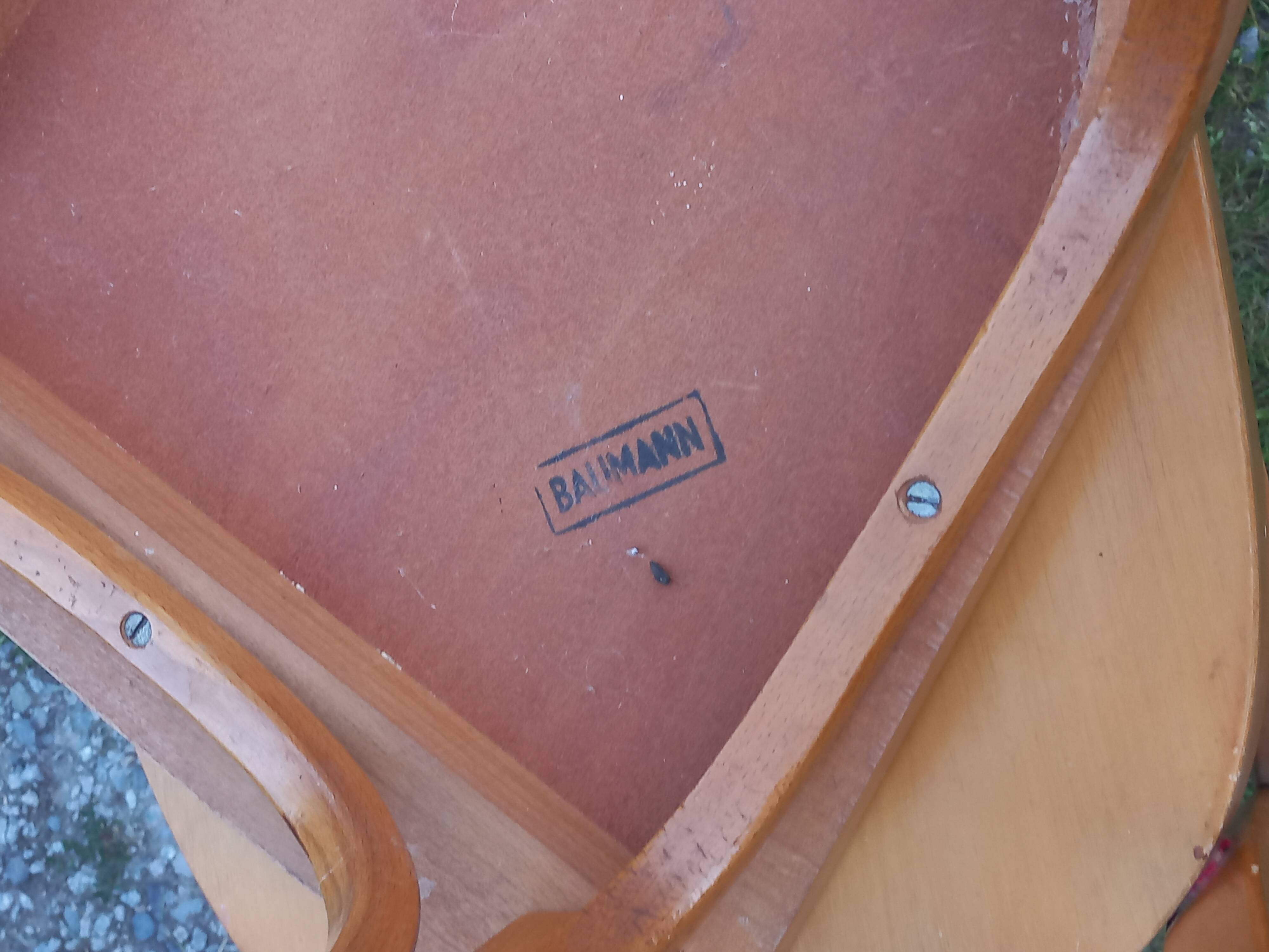 Set of 4 Baumann bistro chairs from the 1950s.