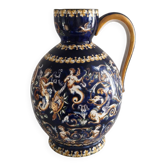 Large jug / Pitcher / Earthenware jug from Gien - Blue Renaissance (26)