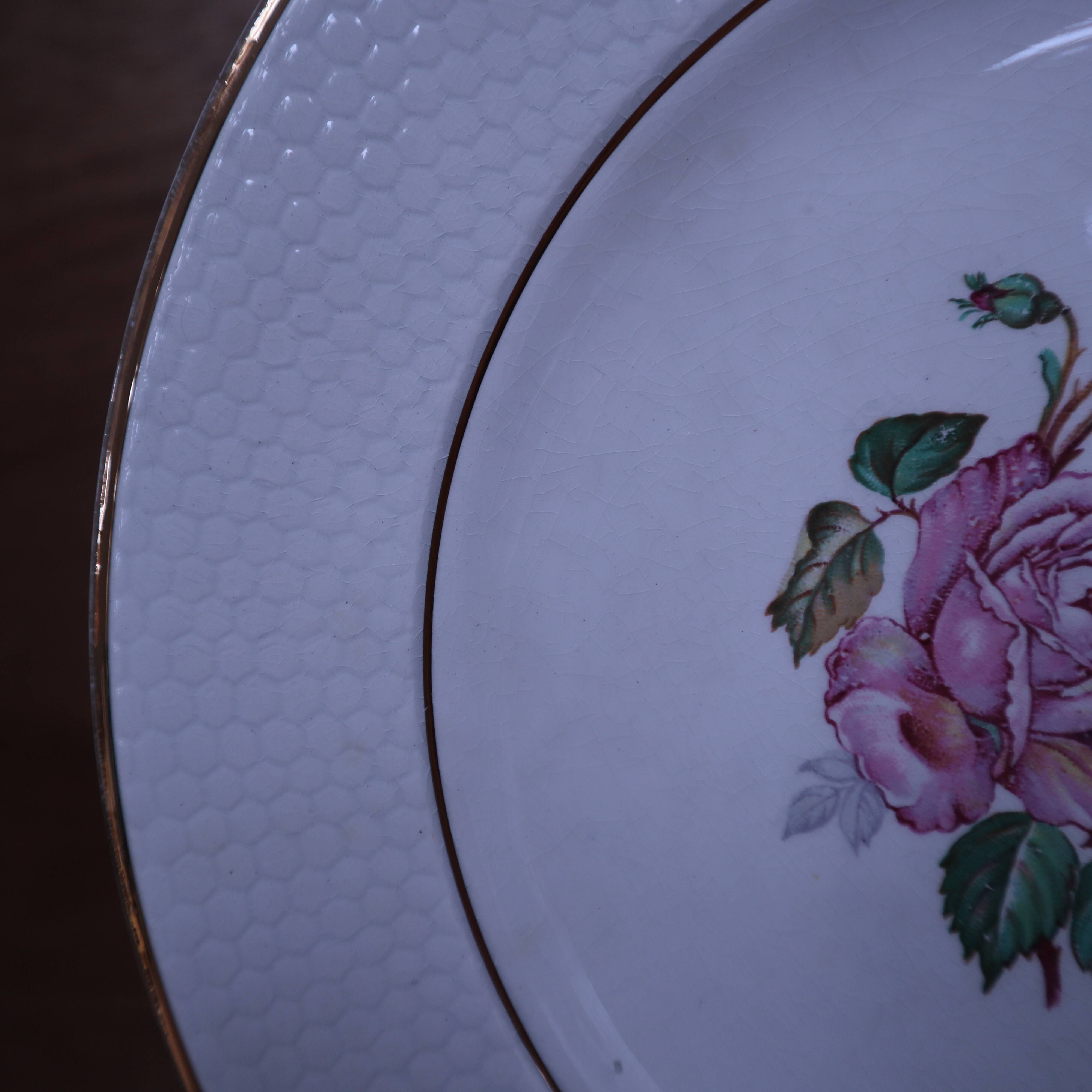 6 floral half porcelain dinner plates KIFO Amandinoise