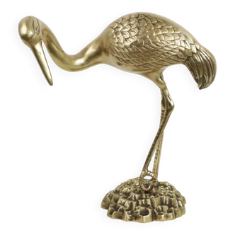 Large Brass Crane Vintage Detailed Statue Regency Style 34cm