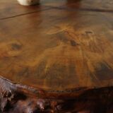 Side table, low brutalist made from tree stump.