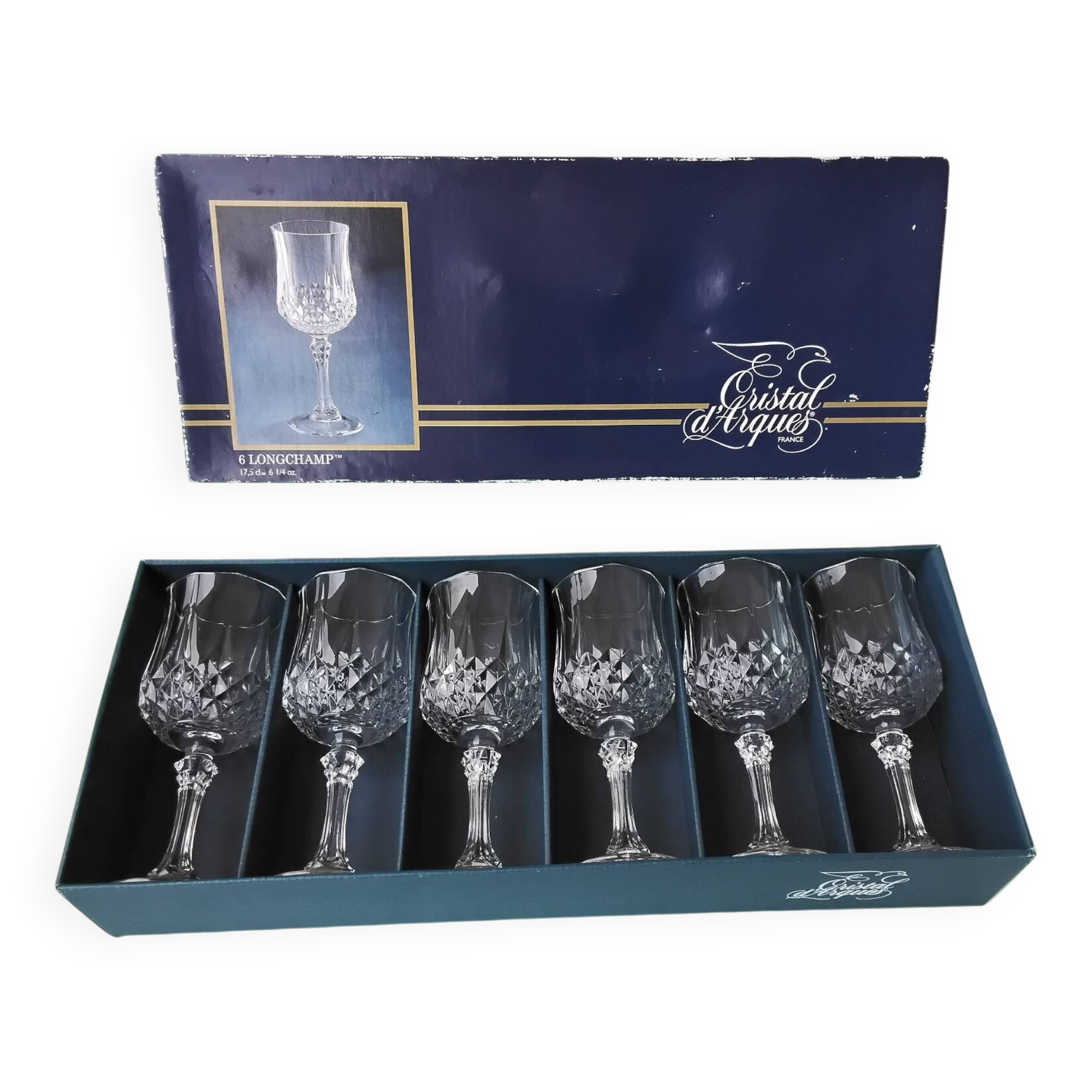 6 verres à pied en cristal