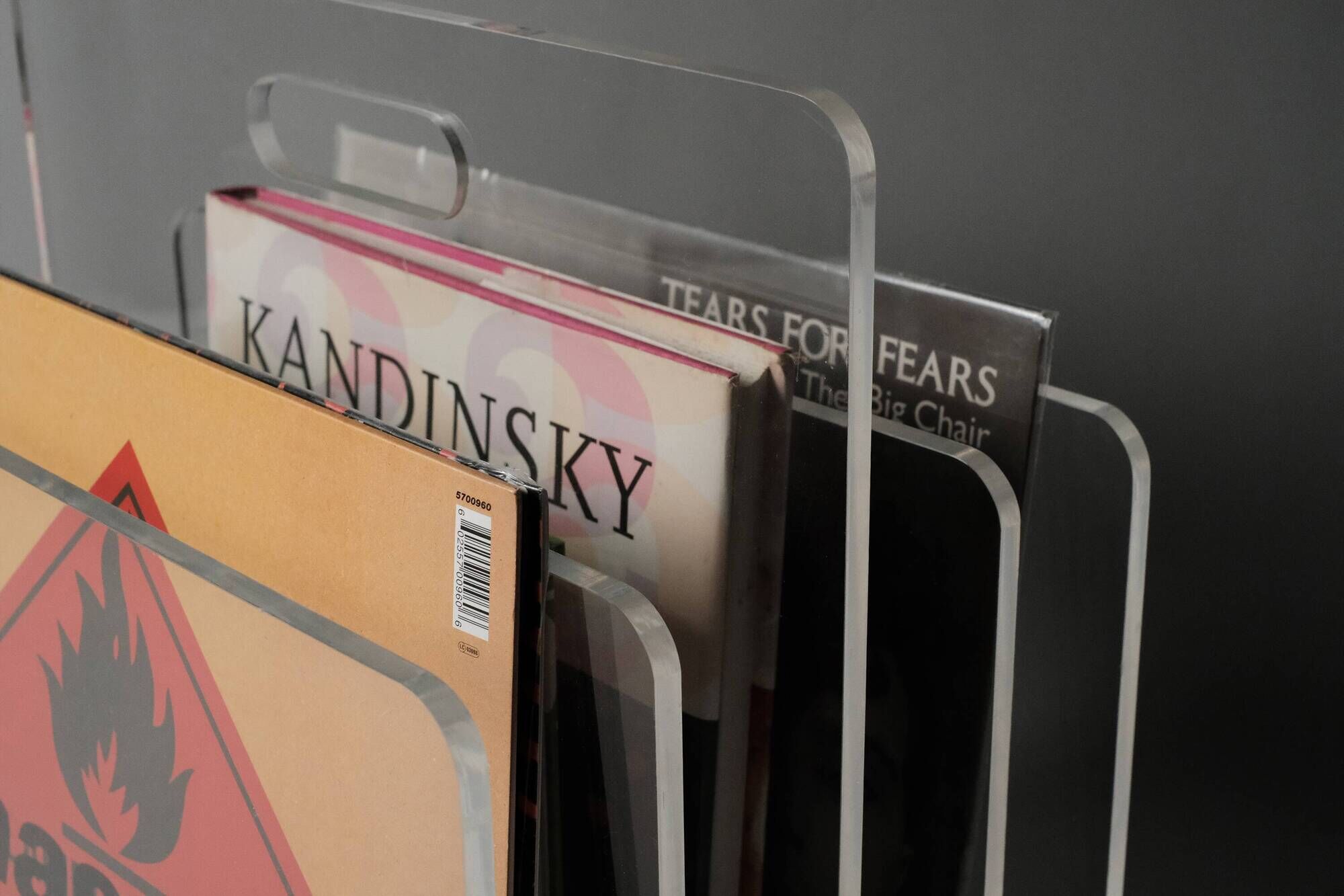 Porte-revues acrylique transparent MCM, années 1970, rangement vinyles
