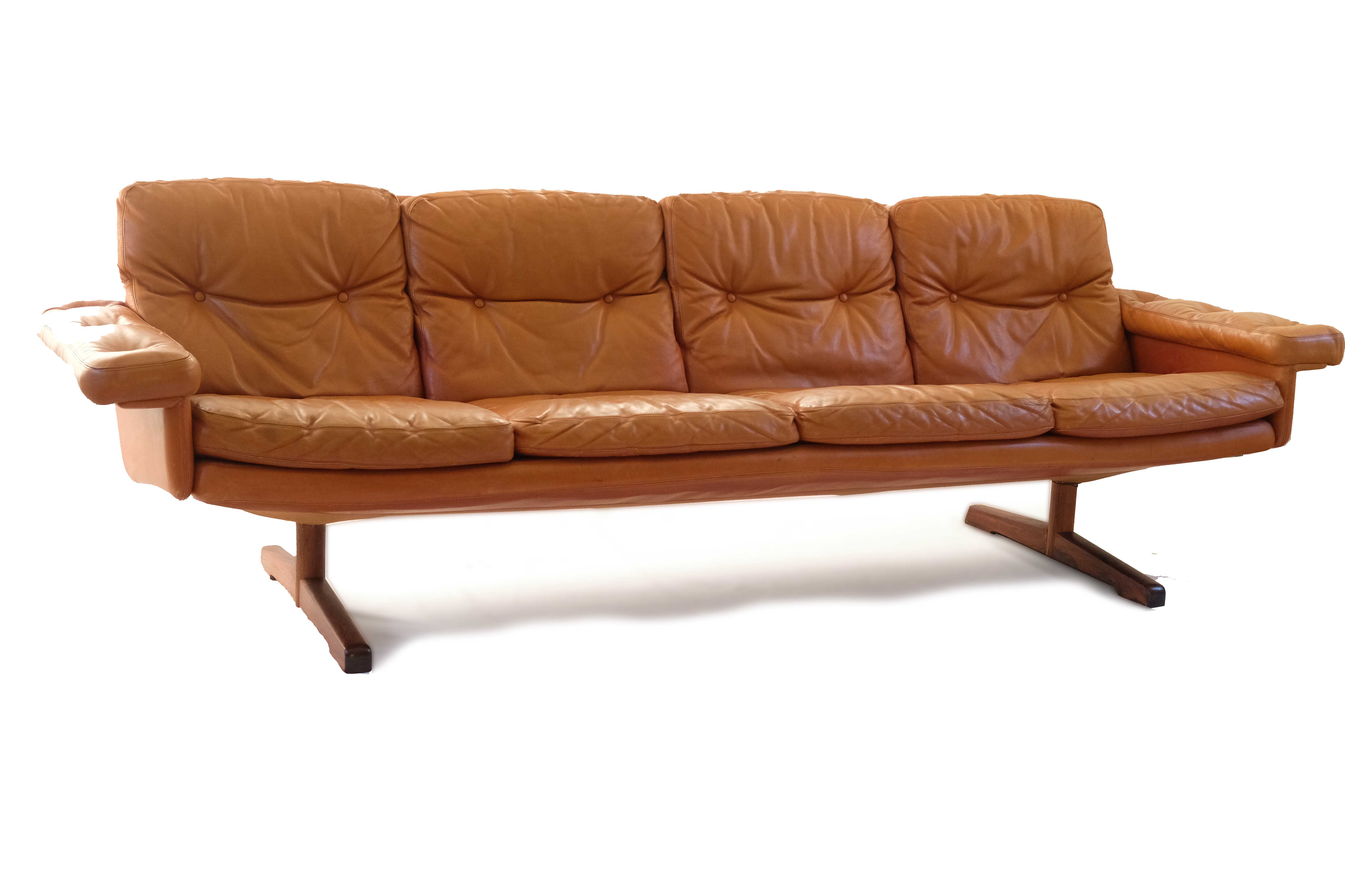 Set of Leather Sofa & 3 Armchairs by Sven Ivar Dysthe, Norway 1960's