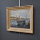 Painting "Thoniers at Dock", oil on panel, signed G. Boulard – Mid 20th century