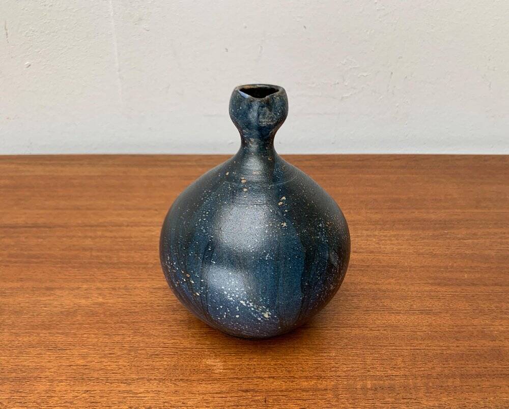 Vintage German brutalist studio pottery vase carafe by Gerhard Liebenthron, 1980.