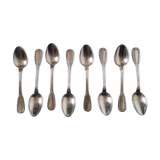 Coffret de 8 cuillères à café ou à dessert anciennes Boulenger en métal arg