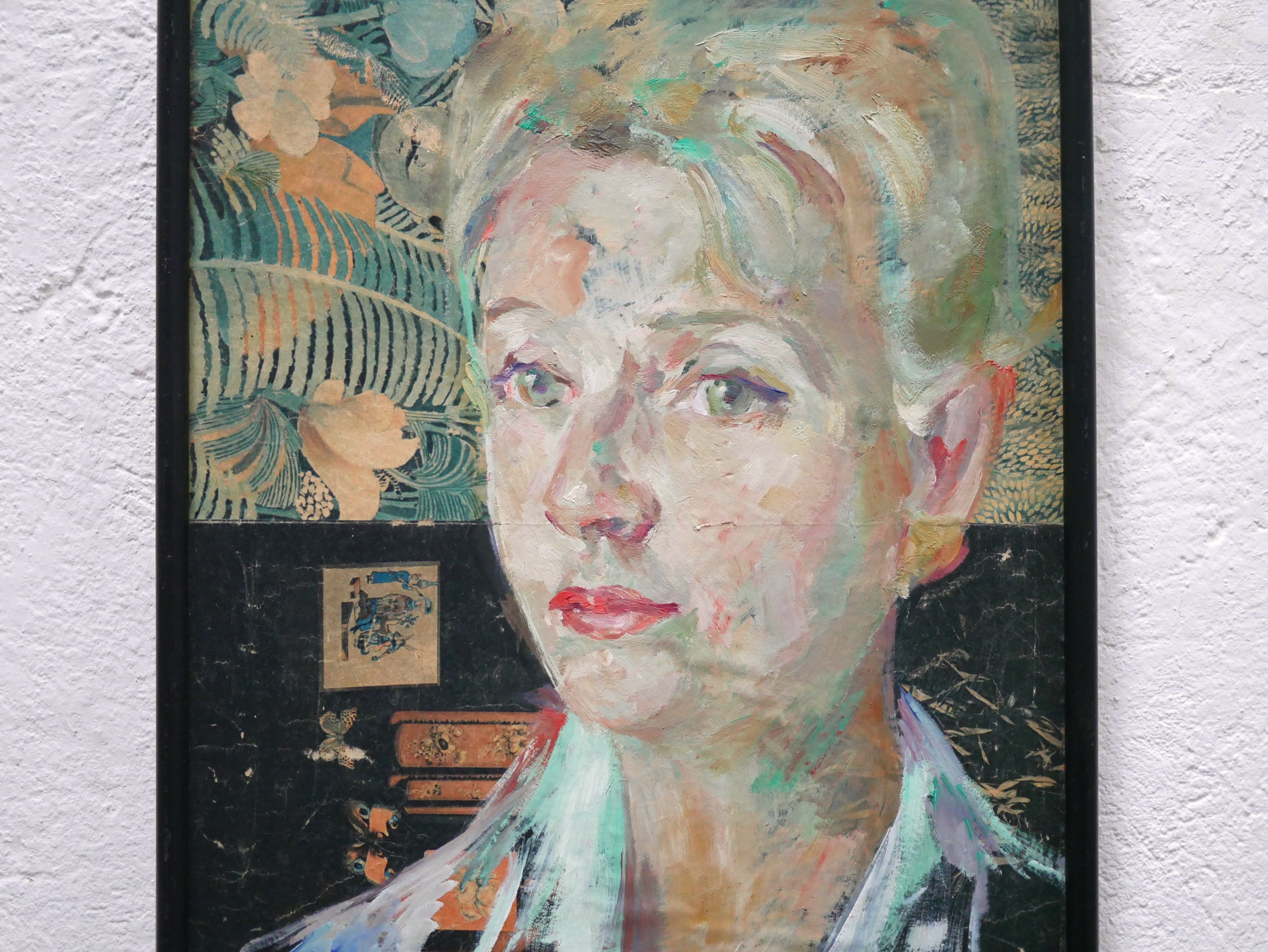 Vintage painting portrait on paper