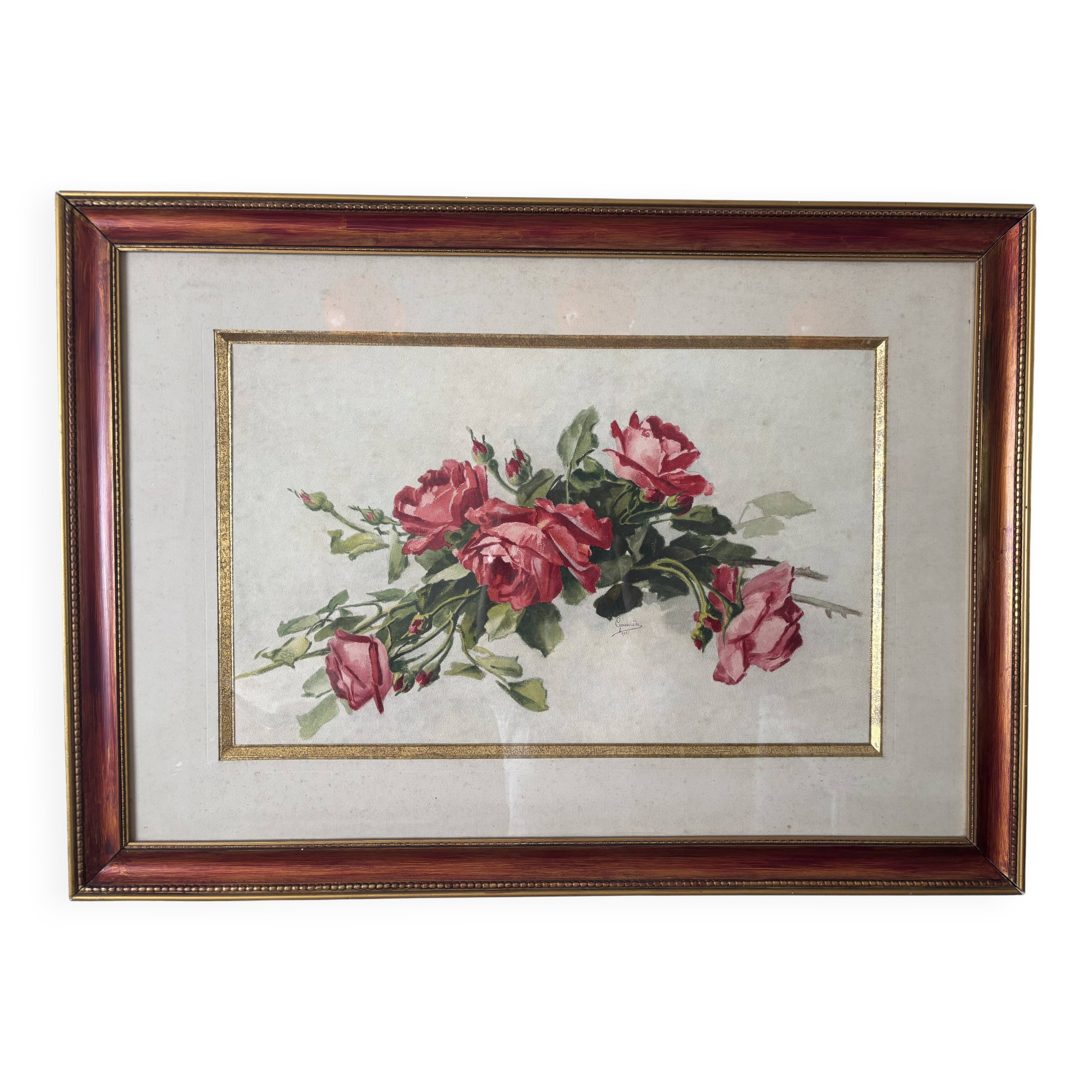 Paire de gouaches Bouquets de fleurs
