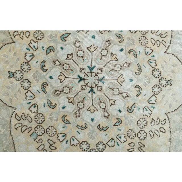 1970s Vintage Persian Handmade Wool Cotton Beige Area Rug 304x405