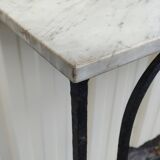 Console, cache radiateur en fer forgé et marbre, meuble d'appui