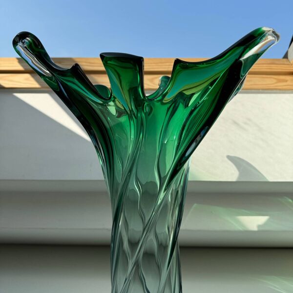 Vase tourbillonnant vintage Sommerso Murano