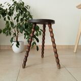 Vintage turned wood tripod stool
