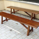 Pair of brutalist elm benches