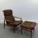 FD-164 Army Chair with Footstool by Arne Vodder for Cado, Set of 2